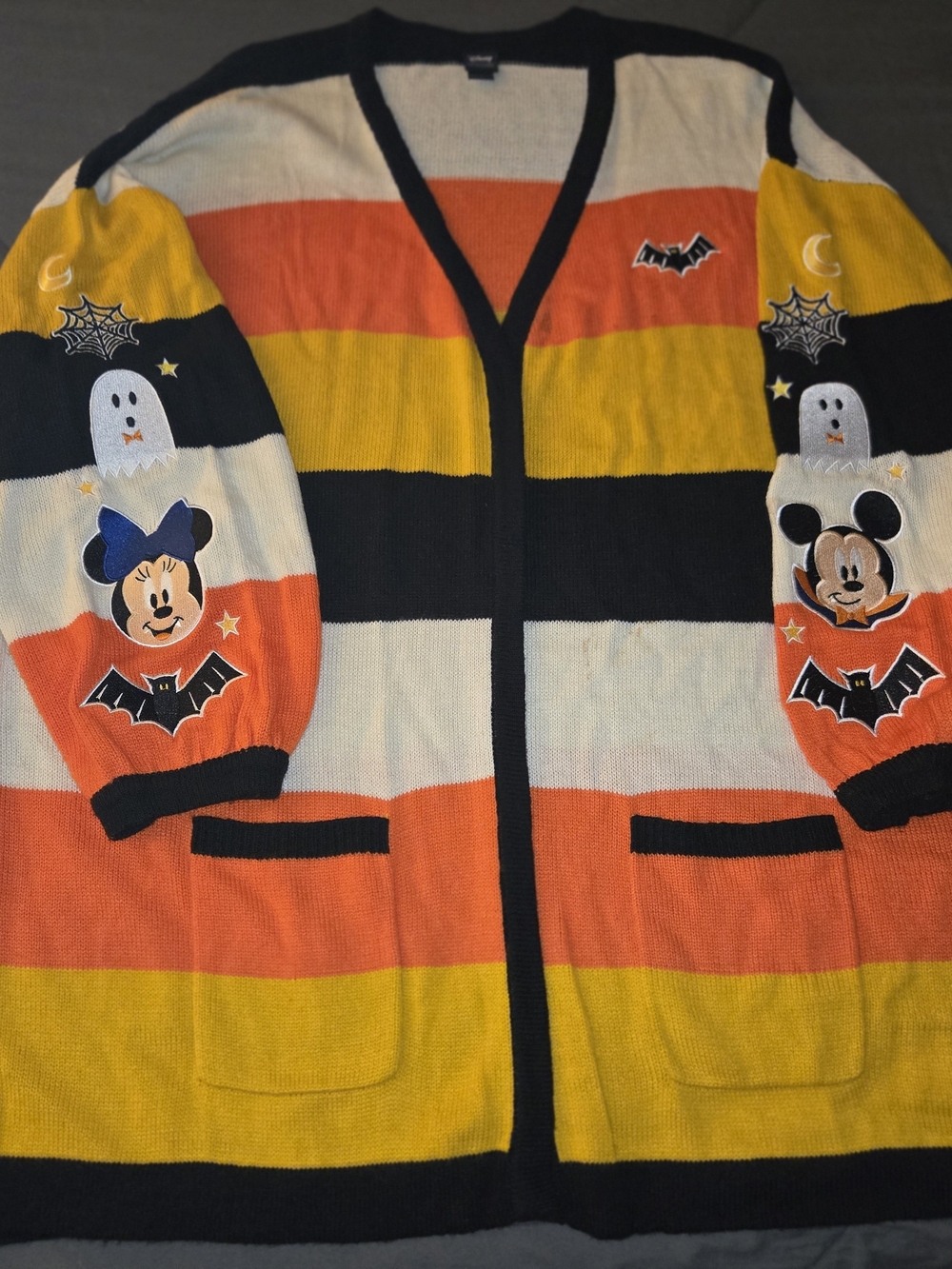 Disney Her Universe Striped Halloween Cardigan - Yellow, Orange, Black, White